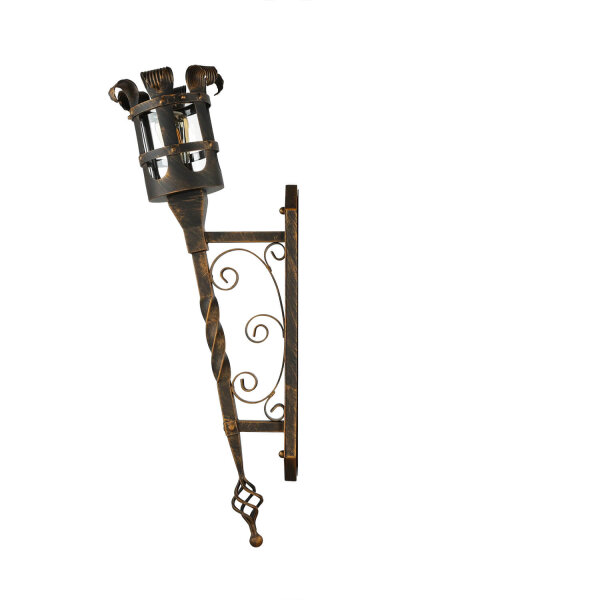 Lampe dextérieur rustique en noir et cuivre IP44 CASTLE