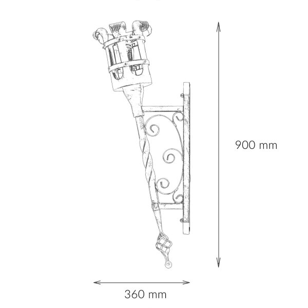 Lampe dextérieur rustique en noir et cuivre IP44 CASTLE