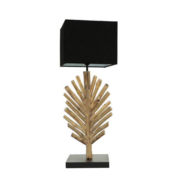Lampe de table bois flotté tissu 69 cm E27 artisanat SAWATH