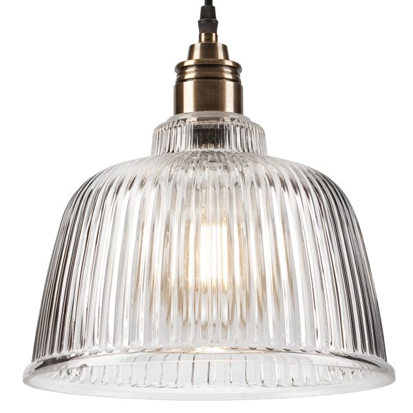 Lampe à suspendre verre métal Ø 28 cm E27 Vintage Table à manger