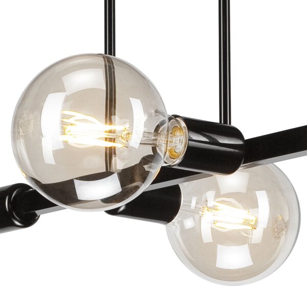 Lampe de plafonnier salon métal noir pour 8x E27
