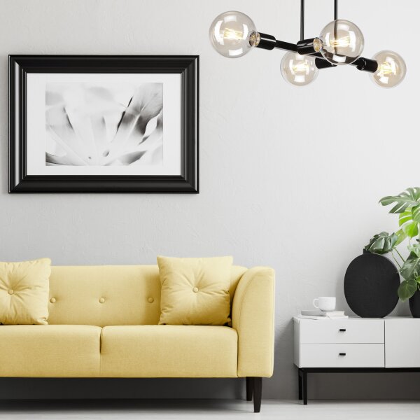Lampe de plafonnier salon métal noir pour 8x E27