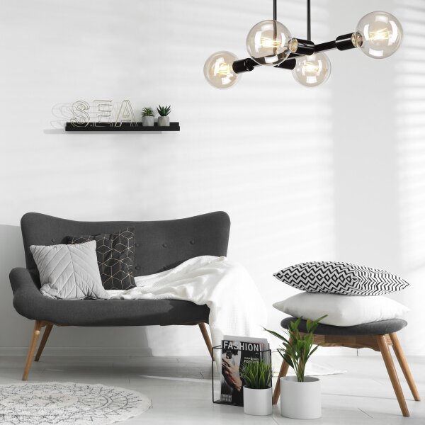 Lampe de plafonnier salon métal noir pour 8x E27