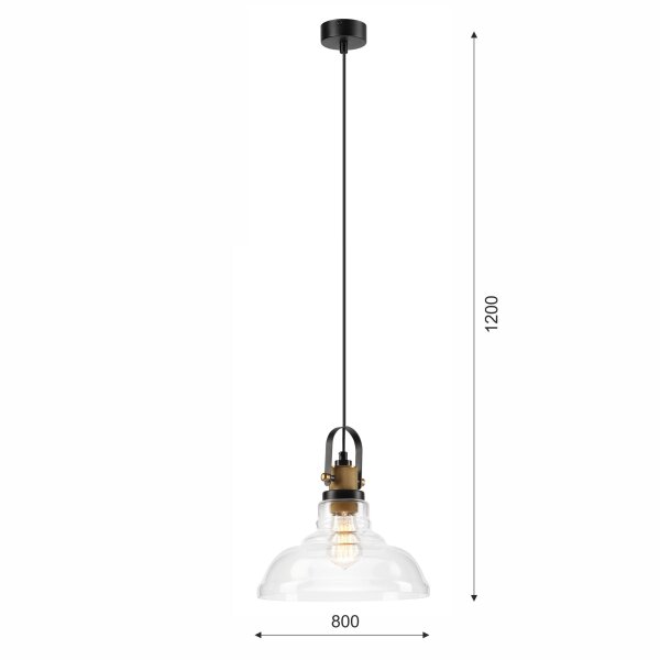 Suspension industrielle Vintage Verre Abat-jour E27