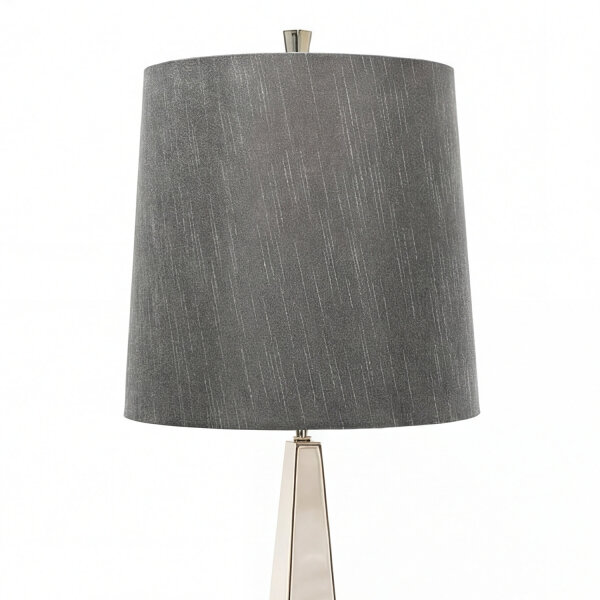 Lampe de sol design métal tissu en nickel gris foncé