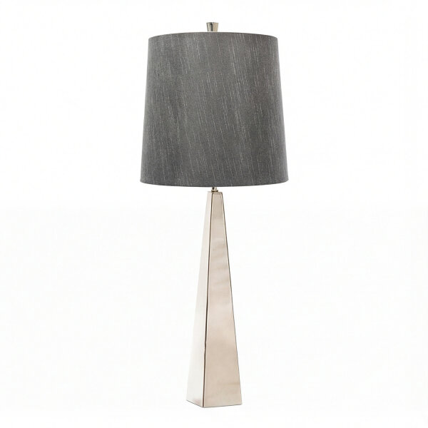 Lampe de sol design métal tissu en nickel gris foncé
