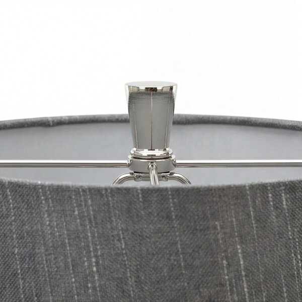 Lampe de sol design métal tissu en nickel gris foncé