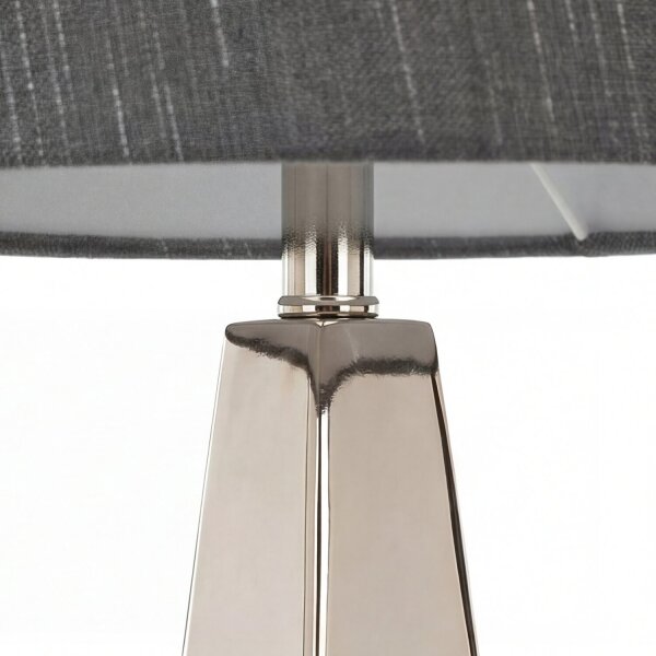 Lampe de sol design métal tissu en nickel gris foncé