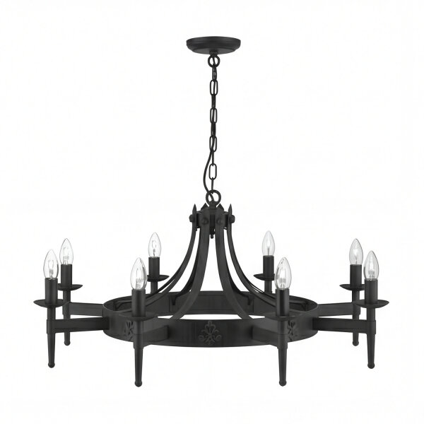 Lustre rustique fer forgé 8-flmg.