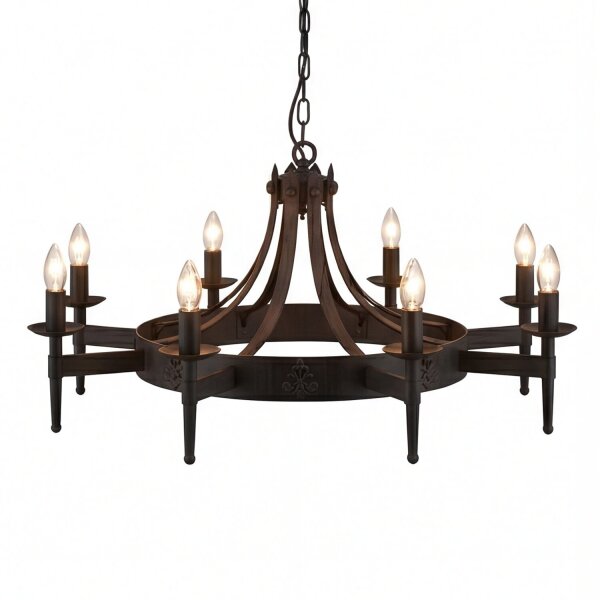 Lustre rustique fer forgé 8-flmg.