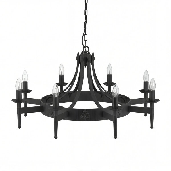 Lustre rustique fer forgé 8-flmg.