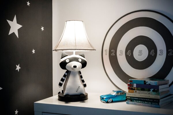 Lampe de table raton laveur 47 cm chambre denfant salon