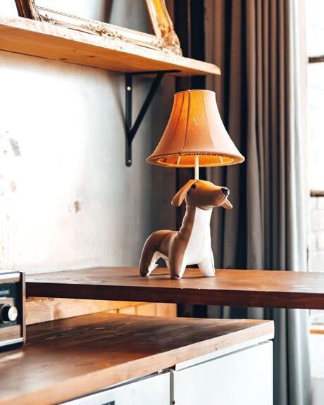 Lampe de table marron chien 48 cm chambre denfant salon