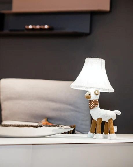 Lampe de table Blanc Mouton 48 cm incl. LED Chambre denfant