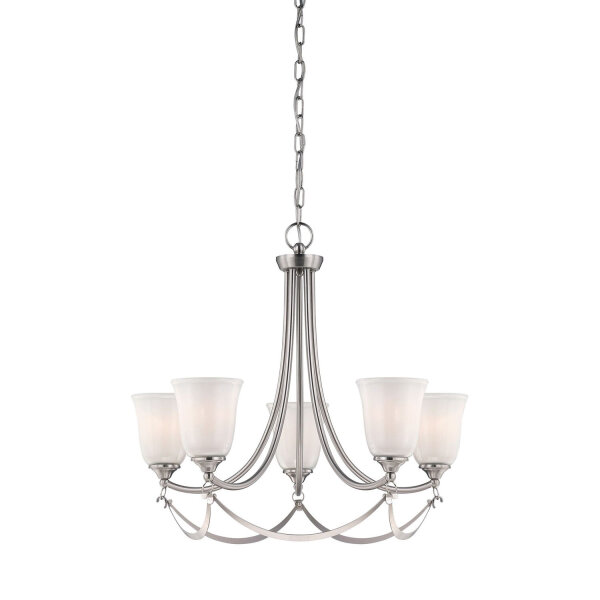 Lustre avec abat-jour verre métal en nickel blanc KELDA