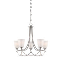 Lustre avec abat-jour verre métal en nickel blanc...