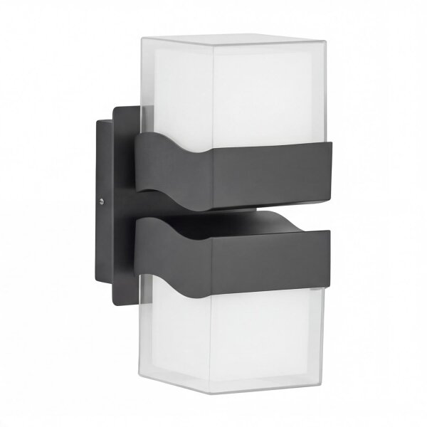 Applique murale LED extérieure Up Down carrée IP54 noire