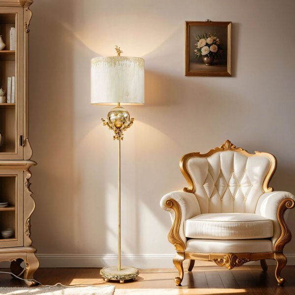Lampadaire ELIF 163cm feuille dargent Lampe de sol