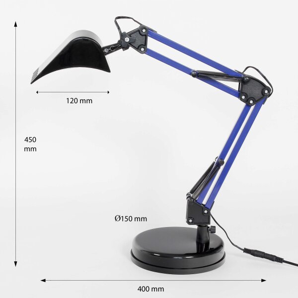 Kinderlampe Schreibtisch LED Blau Bagger verstellbar 40 cm