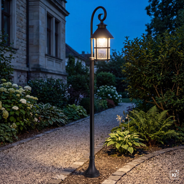 Lampe dextérieur Noir 166 cm Verre Métal Rustique élégant