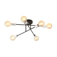 Plafonnier Métal Noir Argenté 6 flammes...