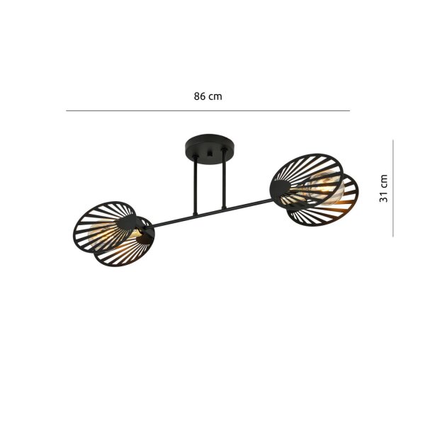 Plafonnier Métal Noir 86 cm de long Moderne CADMUS