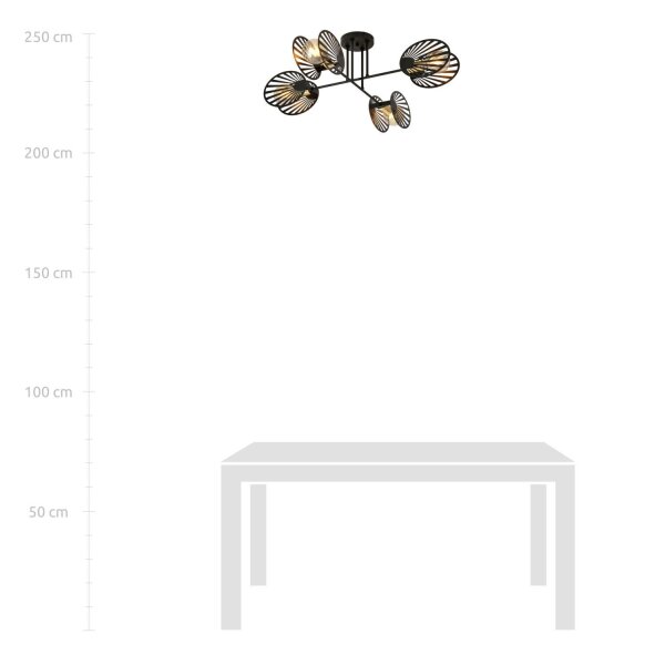 Plafonnier noir métal 86 cm de long 4 flammes