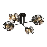Plafonnier noir métal 86 cm de long 4 flammes