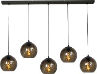 Lampe à suspendre noire verre fumé 5...