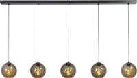 Suspension 160 cm verre fumé 5 flammes
