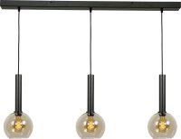 Suspension r&eacute;glable 3 flammes verre m&eacute;tal E27