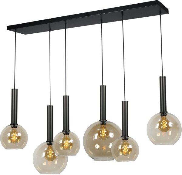 Suspension verre métal ajustable 6 flammes E27