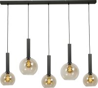 Lampe &agrave; suspendre verre fum&eacute; m&eacute;tal 5...