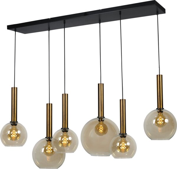 Lampe à suspendre laiton noir fumée 6 flammes table à manger