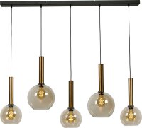 Lampe à suspendre noire laiton 5 flammes verre...