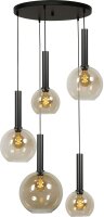 Suspension verre m&eacute;tal ajustable E27 noir...