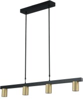 Suspension or noir r&eacute;glable m&eacute;tal 4 flammes