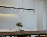 Suspension noir nickel 160 cm de large 6 flammes