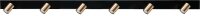 Plafonnier m&eacute;tal 180 cm de long 6 flammes noir or