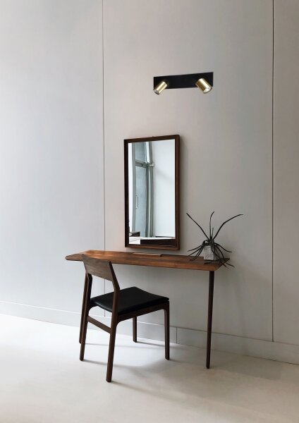 Plafonnier métal 40 cm 2 flammes noir or