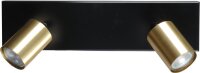 Plafonnier m&eacute;tal 40 cm 2 flammes noir or