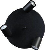 Spot de plafond noir 3 flammes métal GU10 Ø...