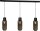 Suspension noir verre m&eacute;tal 3 flammes 130 cm