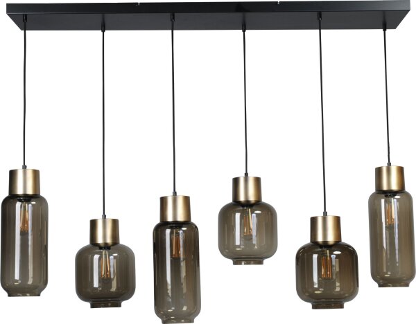Lampe à suspendre 130 cm de long 6-flamme E27 verre métal