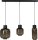 Lampe à suspendre 3 flammes 100 cm de large verre fumé métal