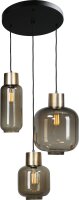 Lampe à suspendre 3 flammes E27 verre noir or ELYA