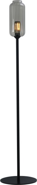 Lampadaire noir 165 cm E27 verre fumé métal
