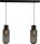 Suspension noir verre m&eacute;tal allong&eacute; 2 flammes