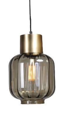 Lampe à suspendre noir or Ø 20 cm verre fumé E27