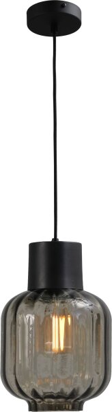 Lampe à suspendre noire verre métal E27 réglable ELYA